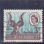 Sellos de Africa - Zimbabwe -  Kudu- isabel II