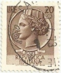 Stamps Italy -  MONEDA DE SIRACUSA. VALOR FACIAL 20 LIRAS. YVERT IT 715