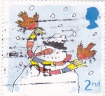 Stamps United Kingdom -  ilustración de un muñeco de nieve