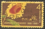 Stamps United States -  100 años de la indpendencia de Kansas