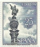 Stamps Spain -  SERIE TURÍSTICA. MONUMENT A COLOM, EN BARCELONA. EDIFIL 1643