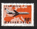 Stamps Hungary -  Airpost . Aviones, Aerolíneas y Mapas