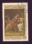 Stamps Yemen -  MAHRA  STATE -  Pintura - Louis David- El juramento de los Horacios(Fragmento)