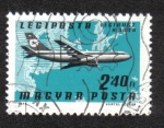 Stamps Hungary -  Airpost . Aviones, Aerolíneas y Mapas
