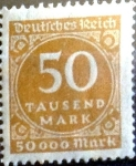 Sellos de Europa - Alemania -  Intercambio 0,20 usd 50000 mark 1923