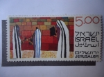 Stamps Israel -  Muro de los Lamentos -Jerusalem. Vestigio del Templo de Jerusalén.