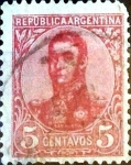 Sellos de America - Argentina -  Intercambio 0,30 usd  5 cent. 1908