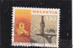 Stamps Switzerland -  iglesia y violín