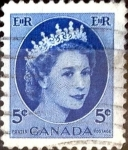 Stamps Canada -  Intercambio 0,20 usd 5 cent. 1954