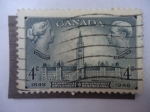 Stamps Canada -  Reina Victoria y Georg VI. Centenario del Gobierno Autónomo1848-1948- Parlamentode Ottawa.