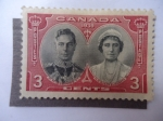 Stamps : America : Canada :  Visita Real - rey George VI y elizabeth- Monumento a los muertos. (Scott/248)