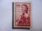 Stamps : America : Canada :  Reina Elizabeth II - Visita real. Retrato de Annigoni.