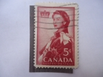 Sellos del Mundo : America : Canad : Reina Elizabeth II - Visita real. Retrato de Annigoni.