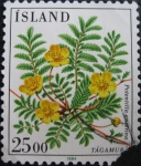 Sellos del Mundo : Europe : Iceland : Potentilla anserium