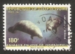 Stamps : Africa : Ivory_Coast :  Lamantin de África, animal en vías de desaparición