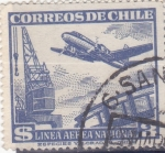 Stamps Chile -  avión y grua