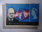 Stamps : America : Saint_Vincent_and_the_Grenadines :  Sir Winston Leonard Spencer Churchill (1874-1965) - Reina Elizabeth II - St.Vincent-Colonias- Falkla