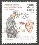 Sellos del Mundo : Europe : Lithuania : 50 Anivº de la primera operación a corazón abierto en el Hospital Universitario de Vilnius