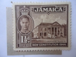 Sellos de America - Jamaica -  King George V. New Constitution 1944. Courthouse, Falmouth.