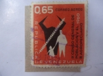 Stamps Venezuela -  IX Censo General de Población y el III Agropecuario 1960 - Cabeza d animal- Espiga de Trigo y grupo 