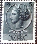 Stamps Italy -  Intercambio 0,20 usd 5 l. 1953