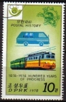 Stamps : Asia : North_Korea :  COREA NORTE 1978 Scott1672 Sello Historia Postal Furgoneta y Tren Postal Usado M-1695