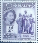 Stamps : Europe : Malta :  Intercambio nf4b 0,20 usd 1/4 p. 1956