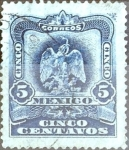 Sellos de America - M�xico -  Intercambio 0,35 usd 5 cent. 1899