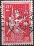 Stamps Belgium -  BELGICA 1958 Scott 500 Sello El Atomo y Emblema Exposición Mundial de Bruselas 2fr Usado Michel 1054