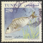 Stamps Tunisia -  Pez, lithognathus mormyrus