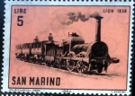 Stamps San Marino -  Intercambio aexa 0,20 usd 5 l. 1964