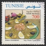 Stamps Tunisia -  Gastronomía, ensalada Mechouia