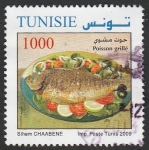 Stamps Tunisia -  Gastronomía, pescado al horno