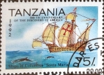 Stamps : Europe : Tanzania :  Intercambio nfxb 1,25 usd 75 sh. 1992