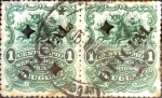 Stamps : America : Uruguay :  Intercambio 0,40 usd  2 x 1 cent. 1901