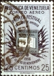 Stamps : America : Venezuela :  Intercambio 0,20 usd 25 cent. 1956