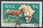 Stamps South Africa -  Ganado bovino, y mapa de África