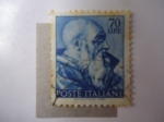 Sellos de Europa - Italia -  Profeta Sacarias-Cabeza del Profeta- Obra del pintor Michelangelo.