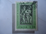 Sellos de Europa - Italia -  Escultura de Agostino Di Duccio (1418-1481) Templo Malatestiano (Catedral de Rumini-Italia)