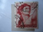 Stamps Italy -  Cabeza de Eva - Serie:Obras de Michelangelo 