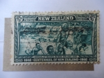 Sellos de Oceania - Nueva Zelanda -  Llegada de los Maoris de Nueva Zelanda - Arrival of Maoris in New Zealand 1350 - Centennial of New 