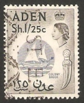 Stamps : Asia : Yemen :  Aden - 57B - Elizabeth II, y arma