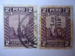 Stamps Peru -  Monumento 2 de Mayo - Pro Desocupados.