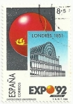 Stamps Spain -  EXPO SEVILLA´92. EXPOSICIONES UNIVERSALES. CRYSTAL PALACE, LONDRES 1851. EDIFIL 2990