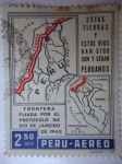 Stamps Peru -  Frontera Fijada por el Protocolo de Río de Janeiro 1942.