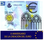 Stamps Spain -  X Aniversario de la creación del Euro