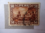 Stamps Peru -  Coronación del Inca Huáscar.