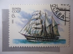 Stamps : Europe : Russia :  URSS (Unión Sovietica)1981- "Vege" -Barco de Tres Mástil - Cadetes Rusos Navegando - Sello de 6 Kope