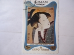 Sellos de Asia - Emiratos �rabes Unidos -  Ajman - Exposición Mundial Expo70 Osaka - Kitagawa Utamaro  (1753-1806) Melancholy Love.