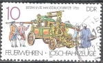 Stamps Germany -  Los bomberos y camiones de bomberos ensartadas pulverizador de mano,1756-DDR.